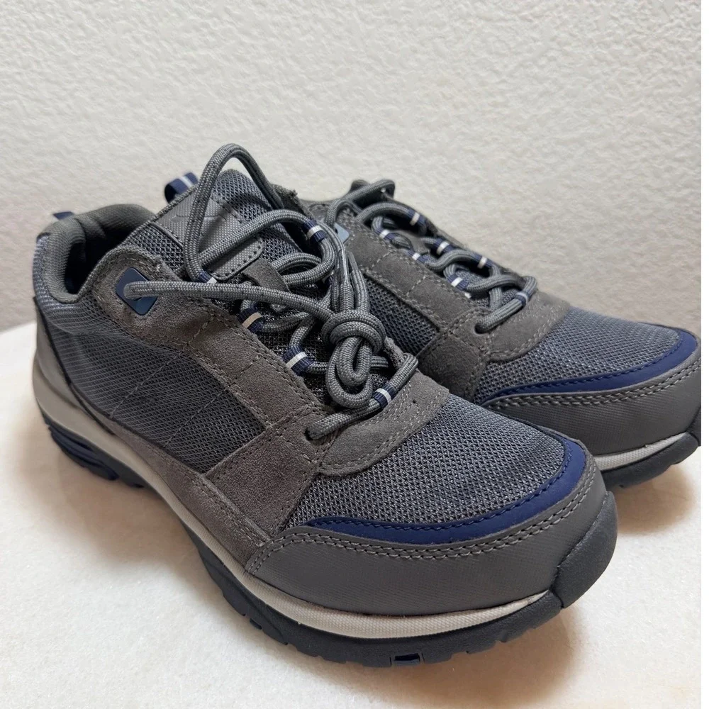 Lands End Mens All Weather Suede Trail‎ Shoes Gray Navy Sneakers Size 8.5 D